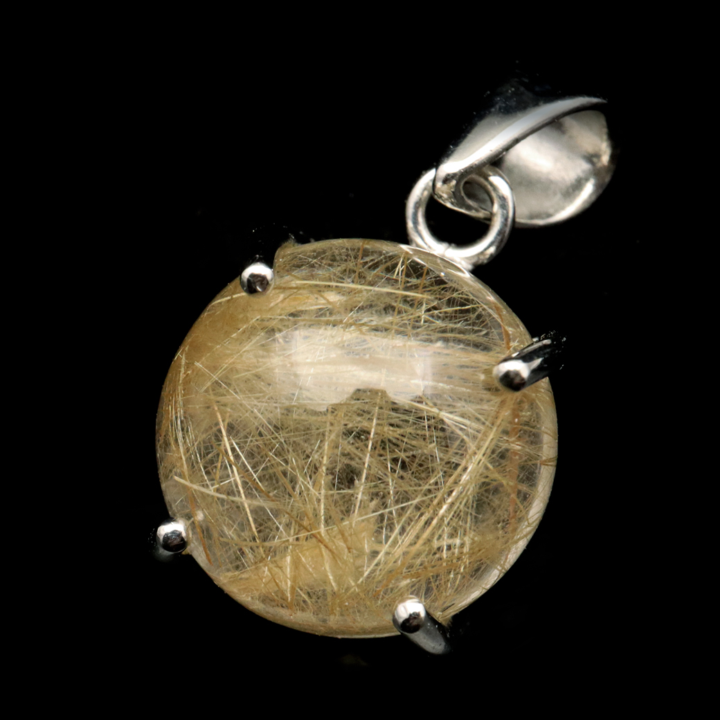 ゴールド ルチルクォーツ ペンダント 天然石 ネックレス 金針水晶 ブラジル産 1点もの SILVER925