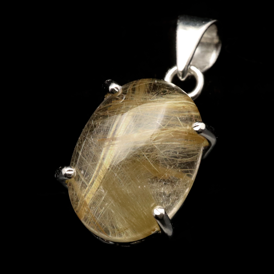 ゴールド ルチルクォーツ ペンダント 天然石 ネックレス 金針水晶 ブラジル産 1点もの SILVER925