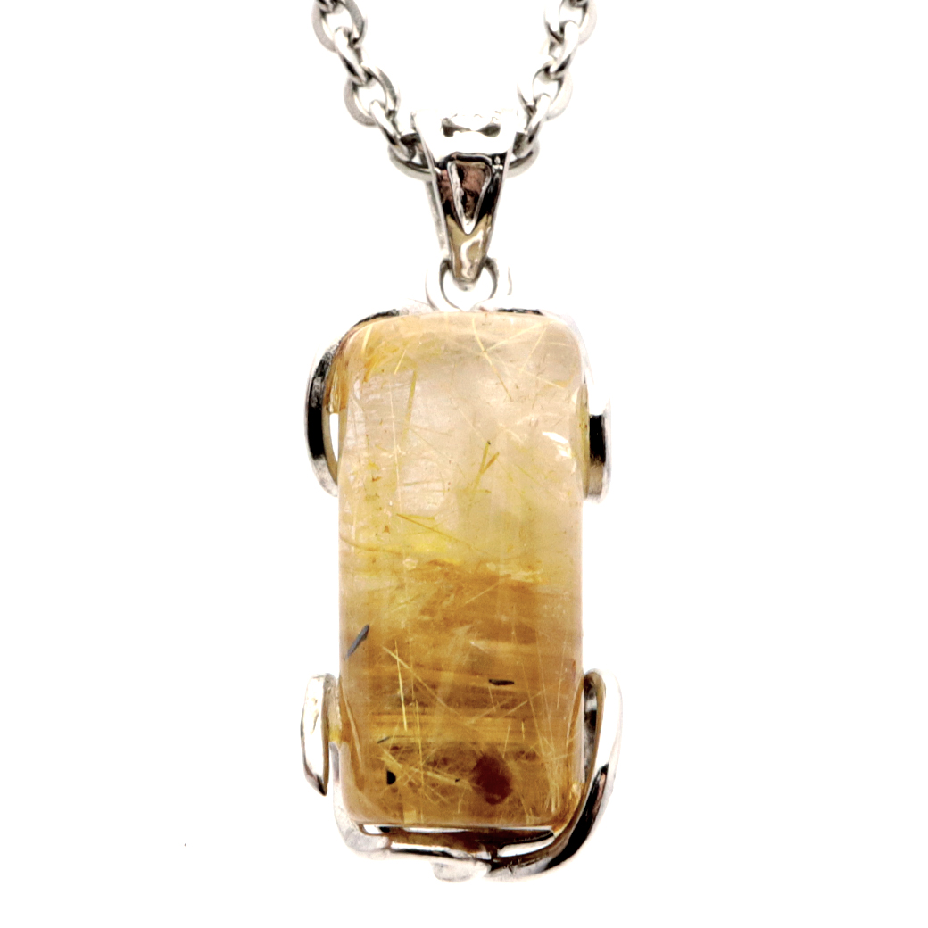 ルチルクォーツ ペンダント ゴールドルチル 天然石 ネックレス Silver925 針水晶 金運 贈り物 クリスマス プレゼント