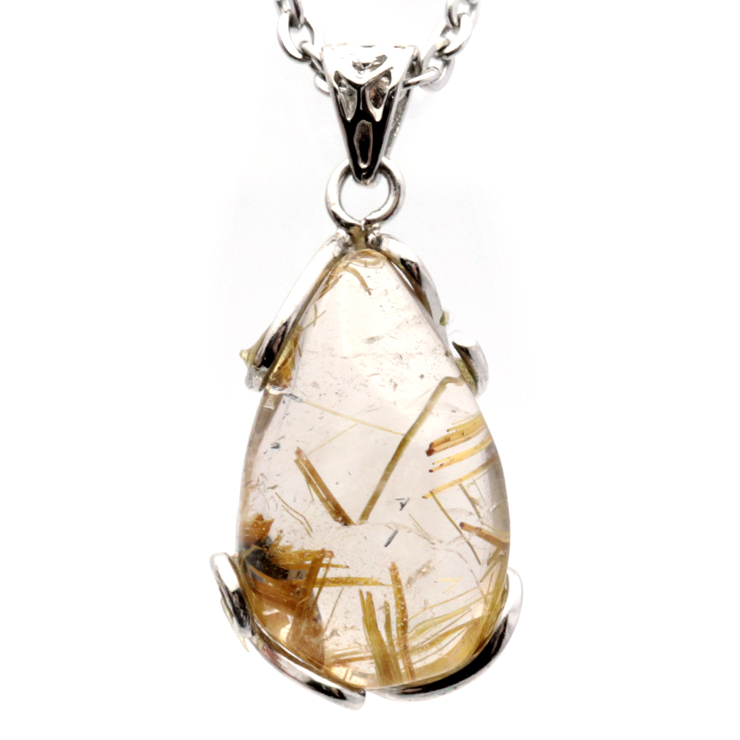 ルチルクォーツ ペンダント ゴールドルチル 天然石 ネックレス Silver925 針水晶 金運 贈り物 クリスマス プレゼント