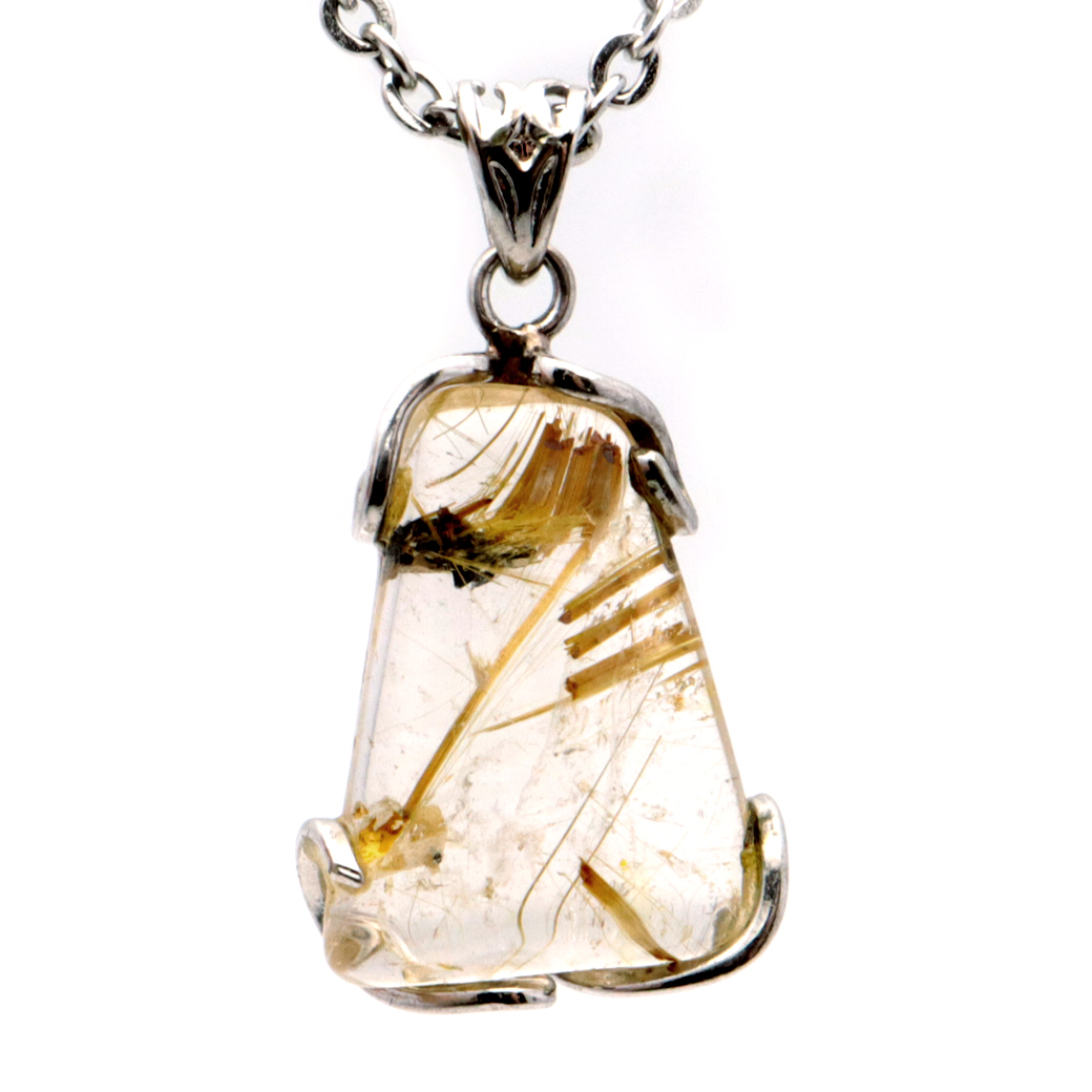 ルチルクォーツ ペンダント ゴールドルチル 天然石 ネックレス Silver925 針水晶 金運 贈り物 クリスマス プレゼント