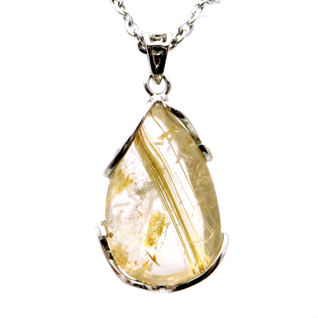 ルチルクォーツ ペンダント ゴールドルチル 天然石 ネックレス Silver925 針水晶 金運 贈り物 クリスマス プレゼント