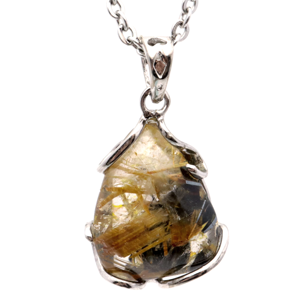 ルチルクォーツ ペンダント ゴールドルチル 天然石 ネックレス Silver925 針水晶 金運 贈り物 クリスマス プレゼント