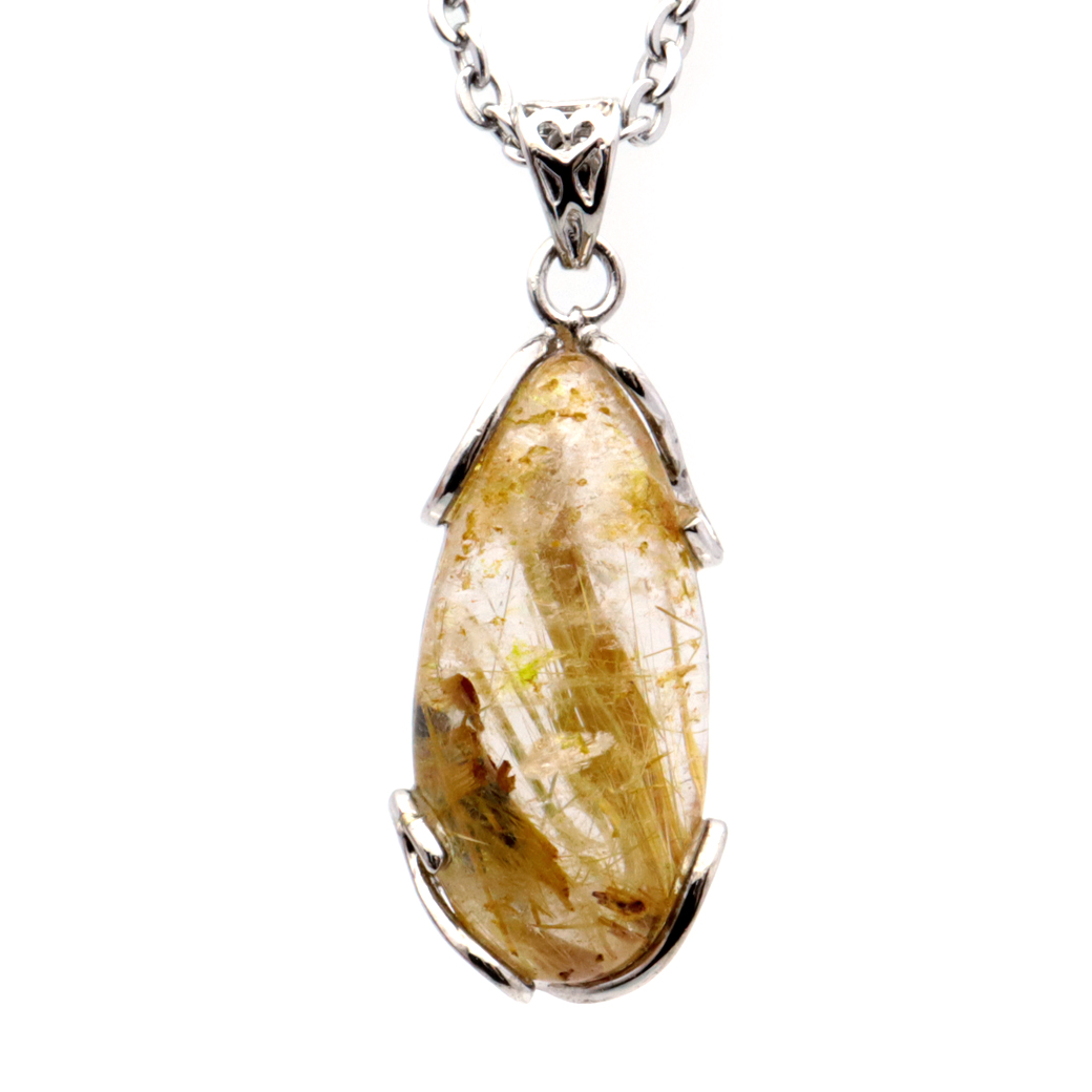 ルチルクォーツ ペンダント ゴールドルチル 天然石 ネックレス Silver925 針水晶 金運 贈り物 クリスマス プレゼント