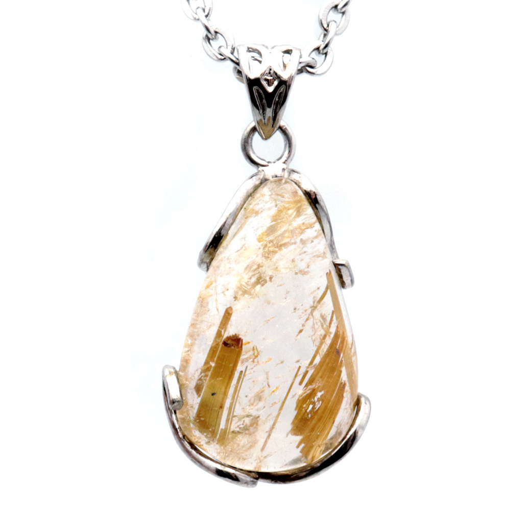 ルチルクォーツ ペンダント ゴールドルチル 天然石 ネックレス Silver925 針水晶 金運 贈り物 クリスマス プレゼント