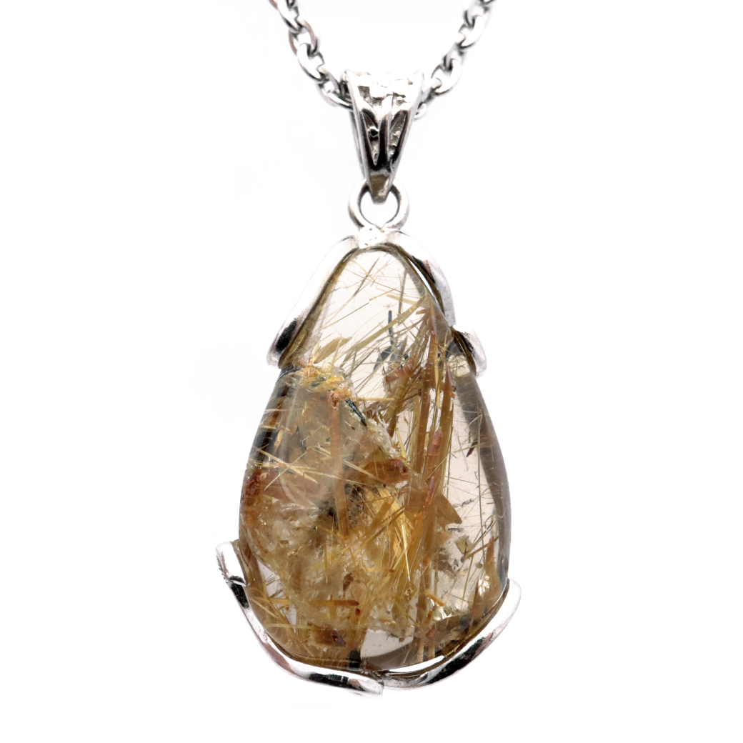 ルチルクォーツ ペンダント ゴールドルチル 天然石 ネックレス Silver925 針水晶 金運 贈り物 クリスマス プレゼント