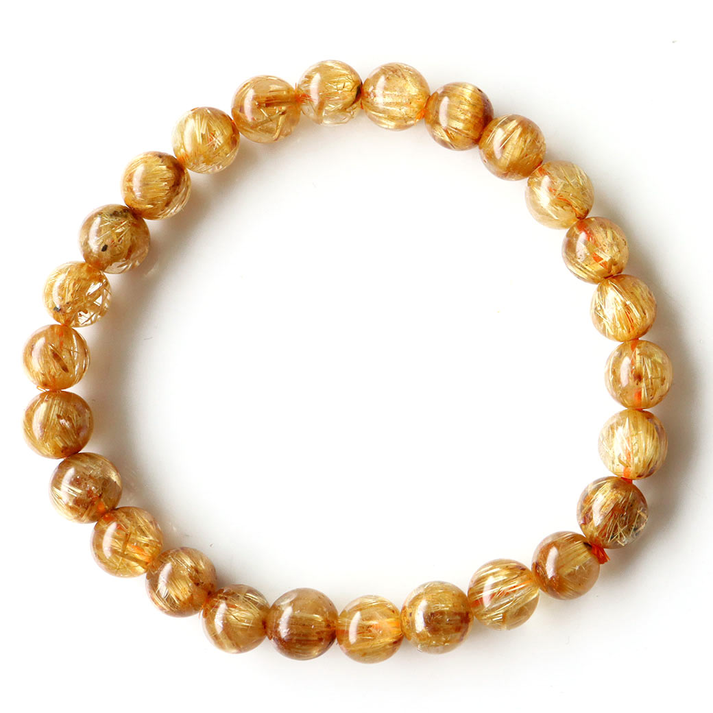 タイチン ルチルクォーツ ブレスレット7mm 太金針 水晶 天然石 パワーストーン 金運