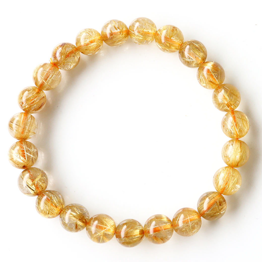 タイチン ルチルクォーツ ブレスレット8mm 太金針 水晶 天然石 パワーストーン 金運