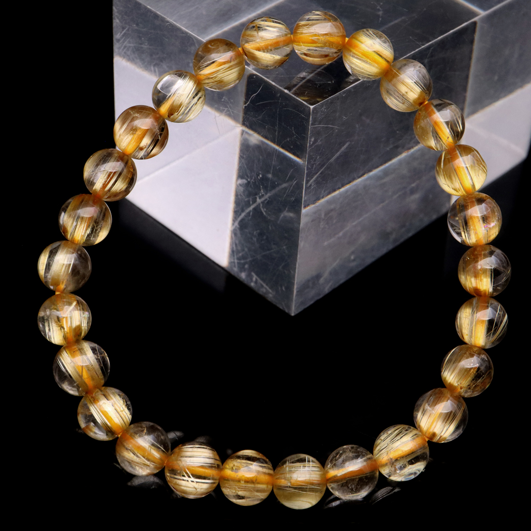 タイチン ルチルクォーツ ブレスレット 7mm 太金針 水晶 天然石 パワーストーン 金運