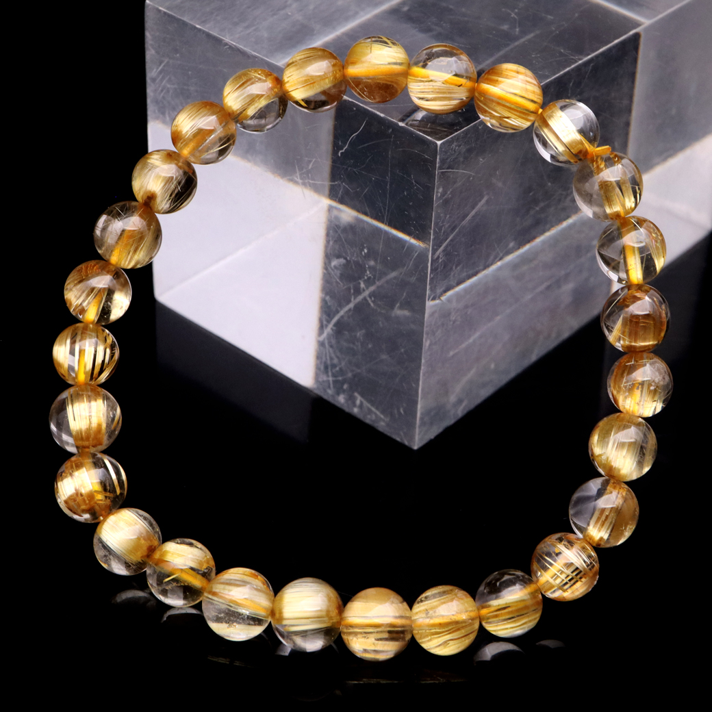 タイチン ルチルクォーツ ブレスレット 6.5-7mm 太金針 水晶 天然石 パワーストーン 金運