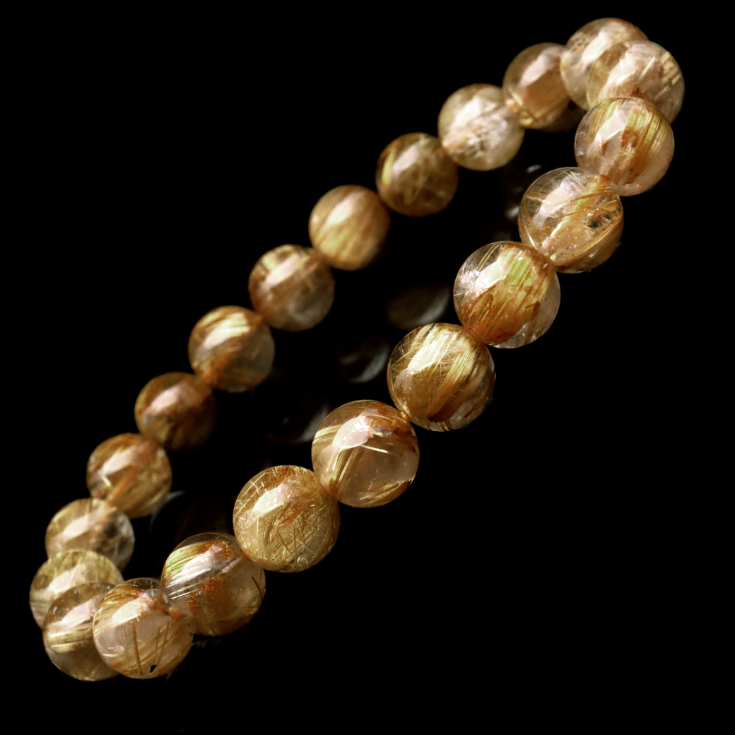 タイチン ルチルクォーツ ブレスレット 9mm 太金針 水晶 天然石 パワーストーン 金運 父の日 プレゼント