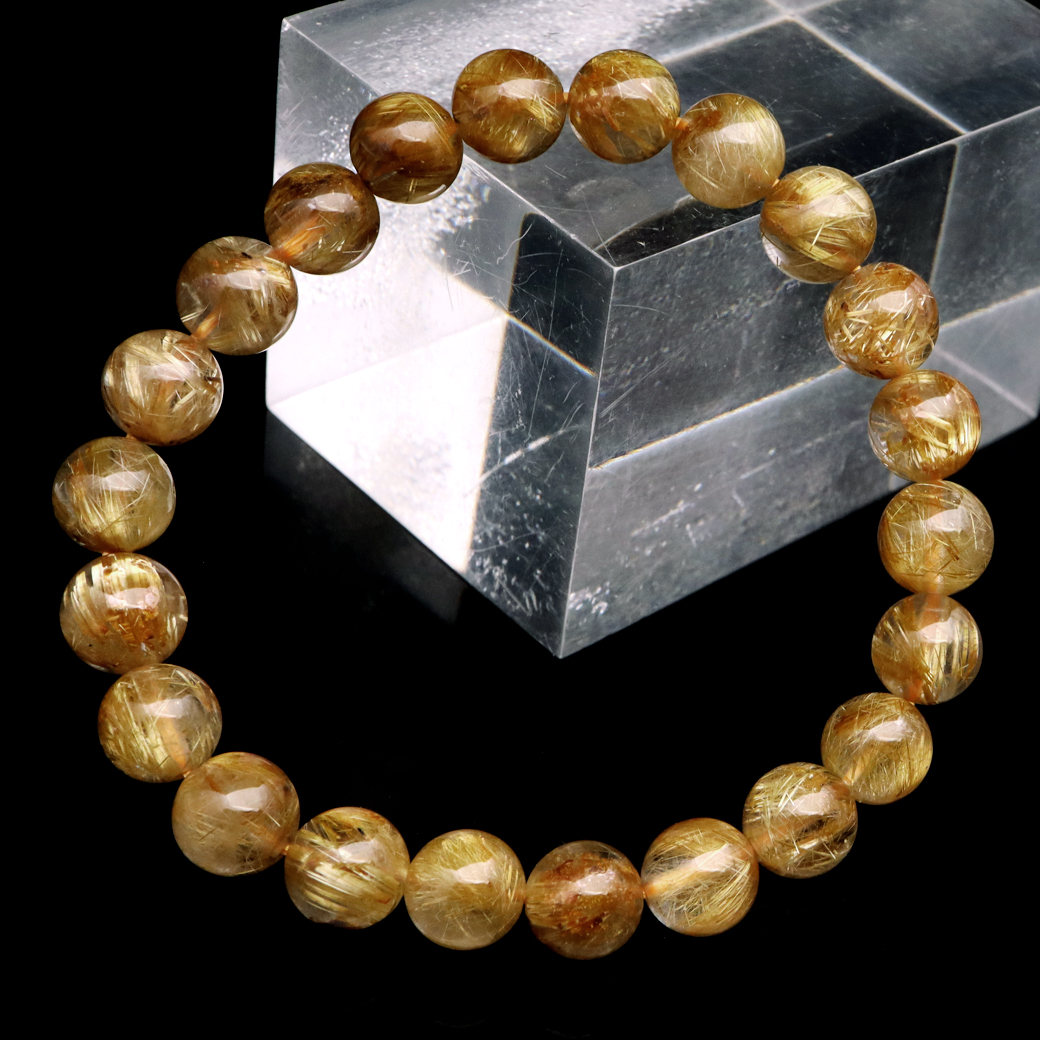 タイチン ルチルクォーツ ブレスレット 8.5mm 太金針 水晶 天然石 パワーストーン 金運 父の日 プレゼント