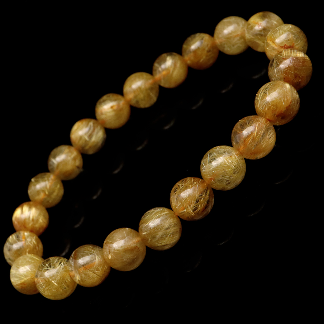 タイチン ルチルクォーツ ブレスレット 8.5mm 太金針 水晶 天然石 パワーストーン 金運