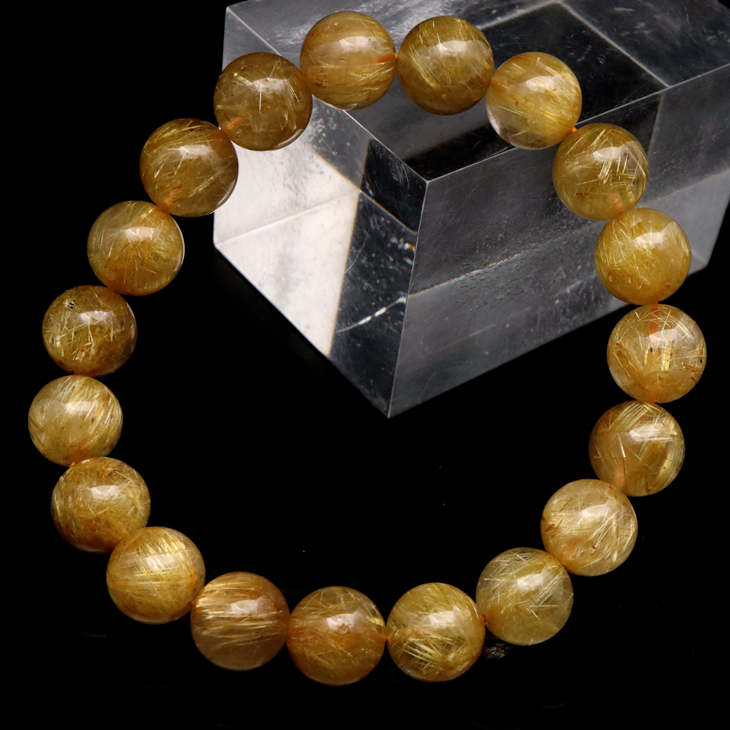 タイチン ルチルクォーツ ブレスレット 11mm 太金針 水晶 天然石 パワーストーン 金運