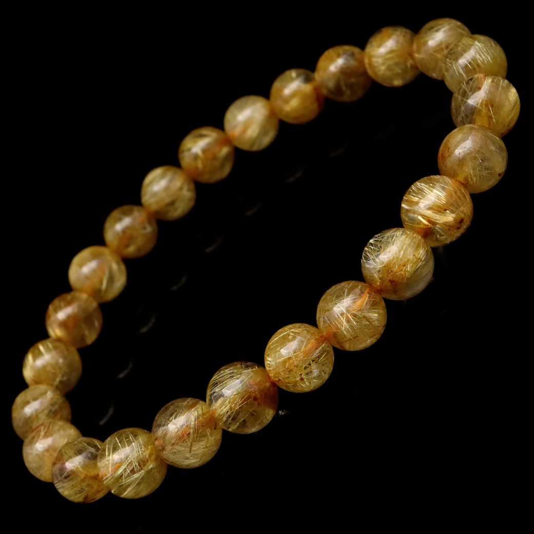 タイチン ルチルクォーツ ブレスレット 7.5mm 太金針 水晶 天然石 パワーストーン 金運