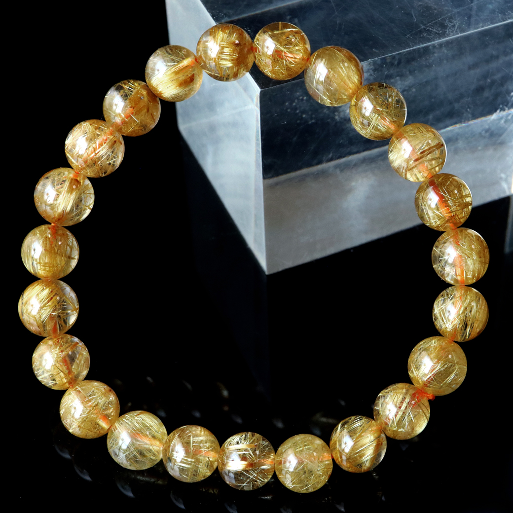 タイチン ルチルクォーツ ブレスレット 太金針 水晶 天然石 パワーストーン 金運