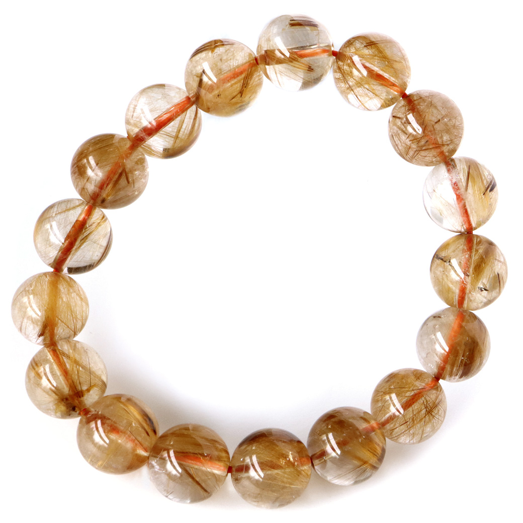 タイガー ルチルクォーツ ブレスレット 12mm AAA 天然石 ブラジル産 ブラウン タイチン パワーストーン