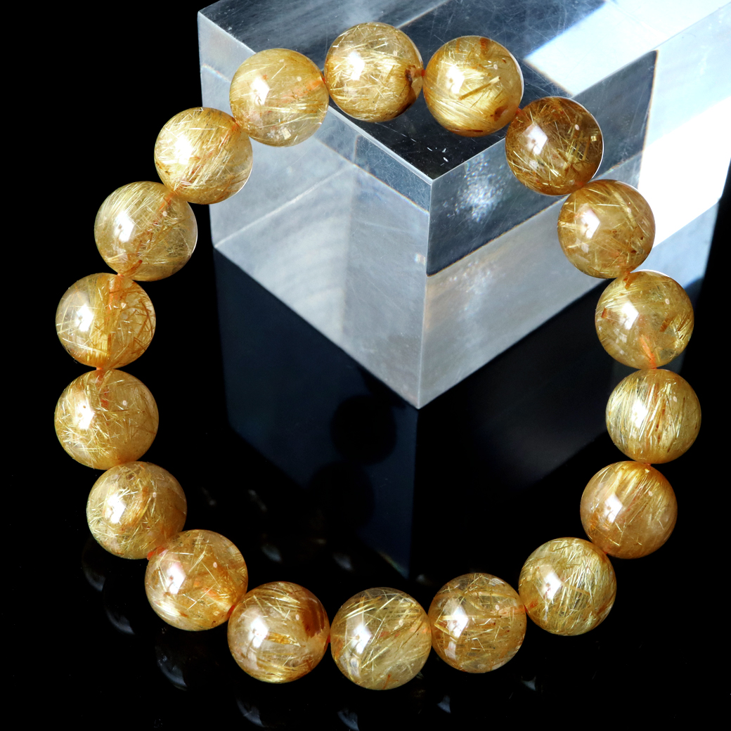 タイチン ルチルクォーツ ブレスレット 太金針 水晶 天然石 パワーストーン 金運