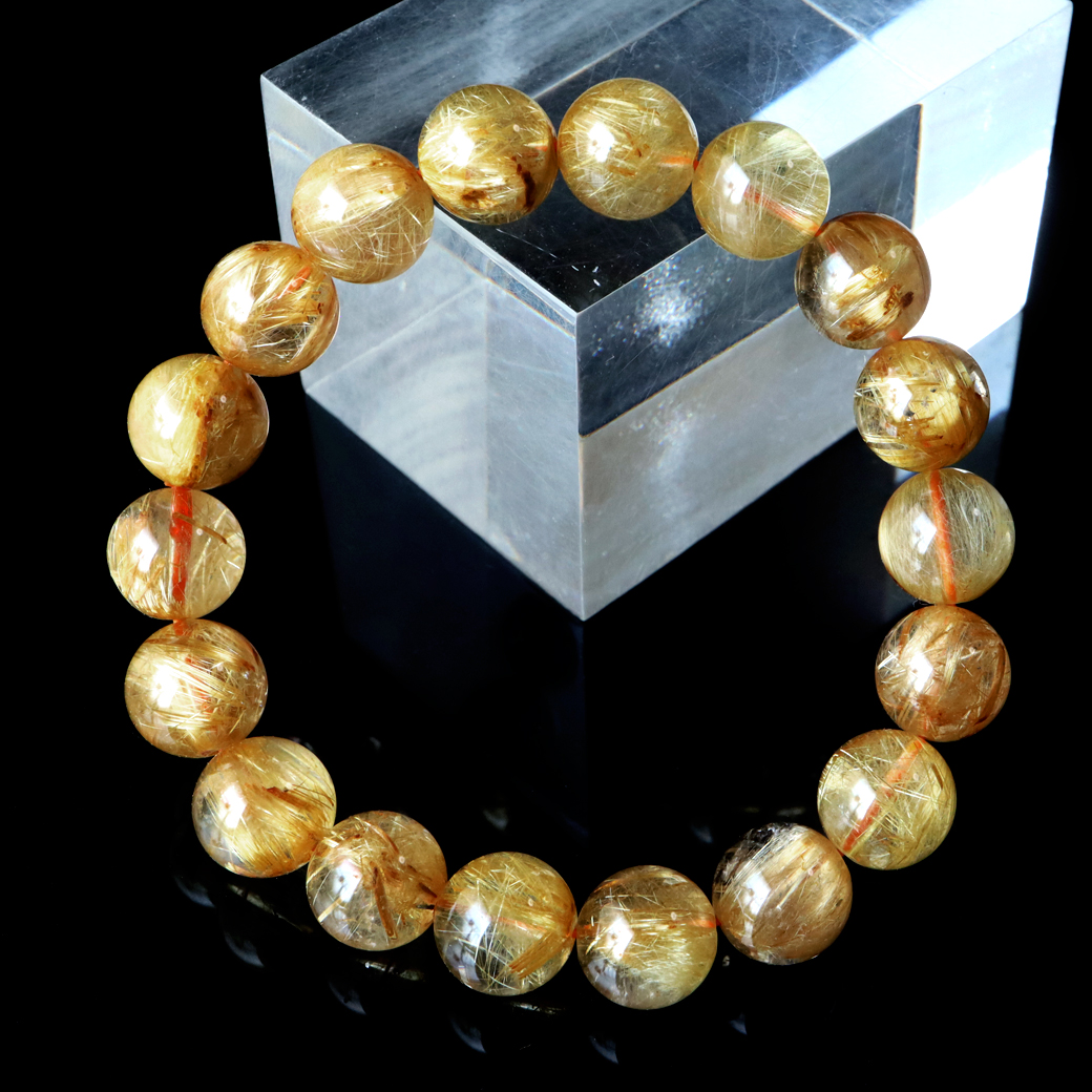 タイチン ルチルクォーツ ブレスレット 太金針 水晶 天然石 パワーストーン 金運