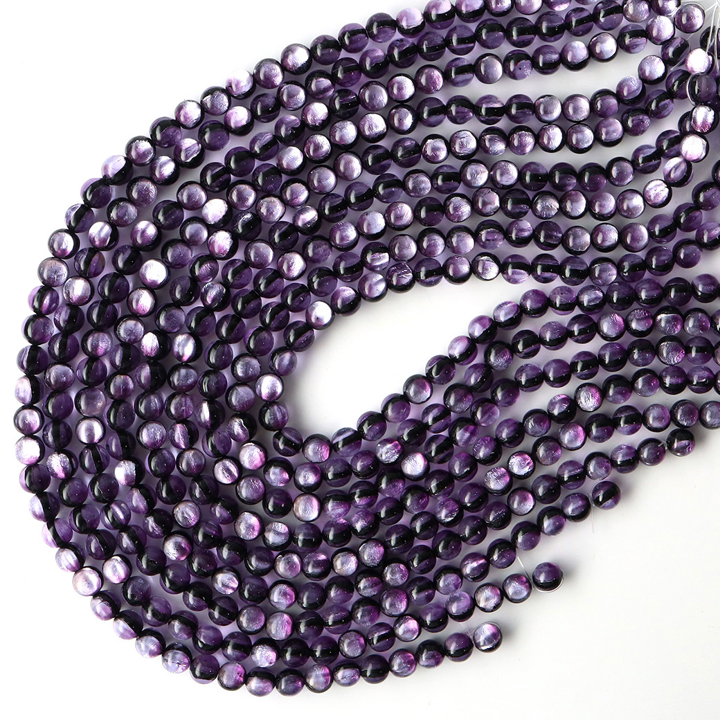 マリンパープル ホタルガラス 8mm 一連 ビーズ売り(50粒) 沖縄 お土産 とんぼ玉