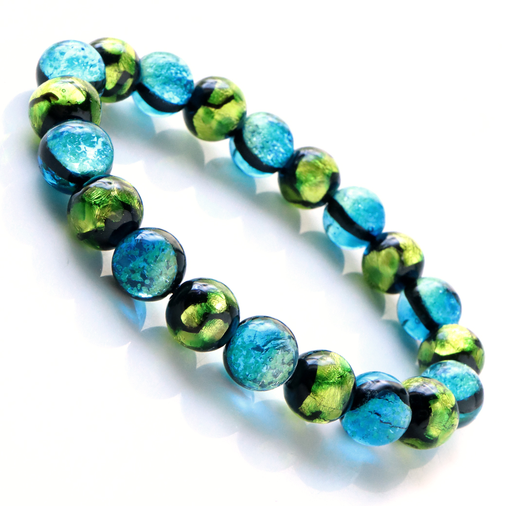 ホタルガラス ブレスレット メンズ レディース 10mm とんぼ玉 沖縄 お土産 アクセサリー 送料無料 父の日