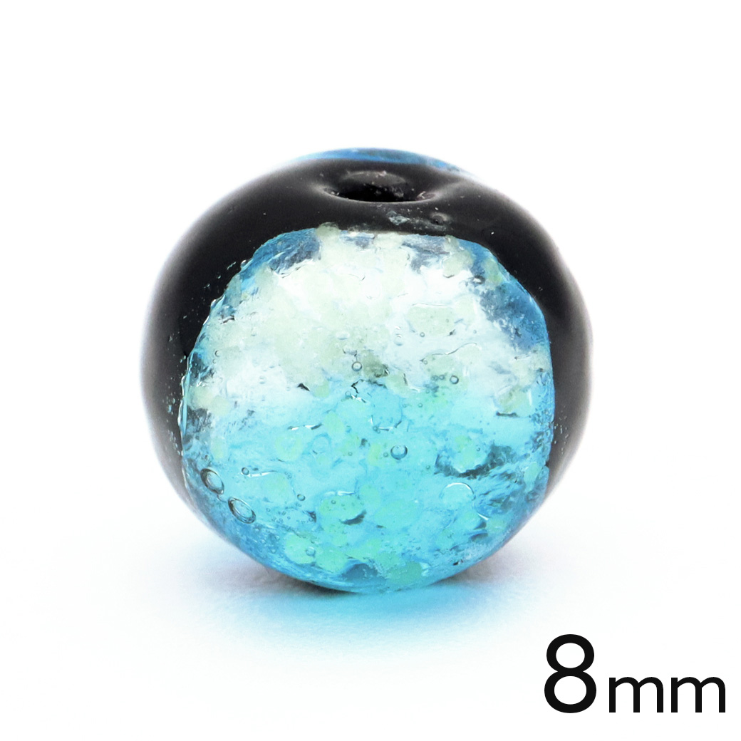 ハテルマブルー ホタルガラス 8mm 光る 粒売り 1粒 とんぼ玉 沖縄 お土産 波照間島