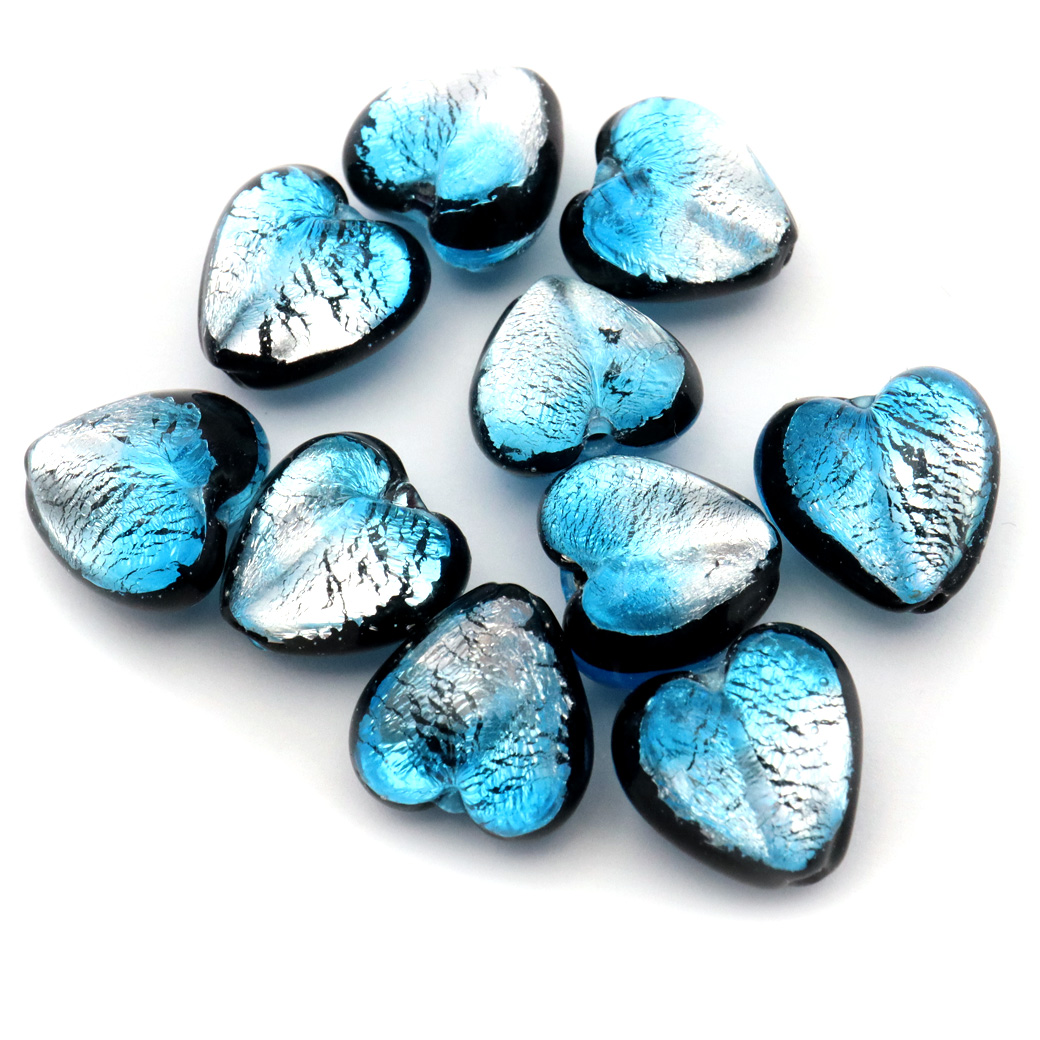 ハテルマブルー ホタルガラス ハート型 約12 x 12 x 8mm 粒売り 1粒 とんぼ玉 沖縄 お土産 敬老の日 プレゼント