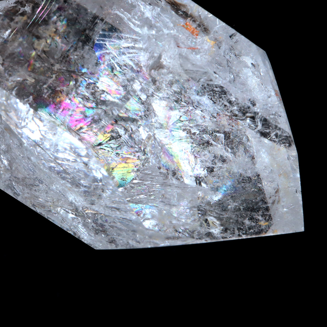 レムリアンシード 水晶 六角柱 ポイント 全面研磨 磨き 1点もの 虹入り レインボー 天然石 ブラジル バイーア州産 証明書付き