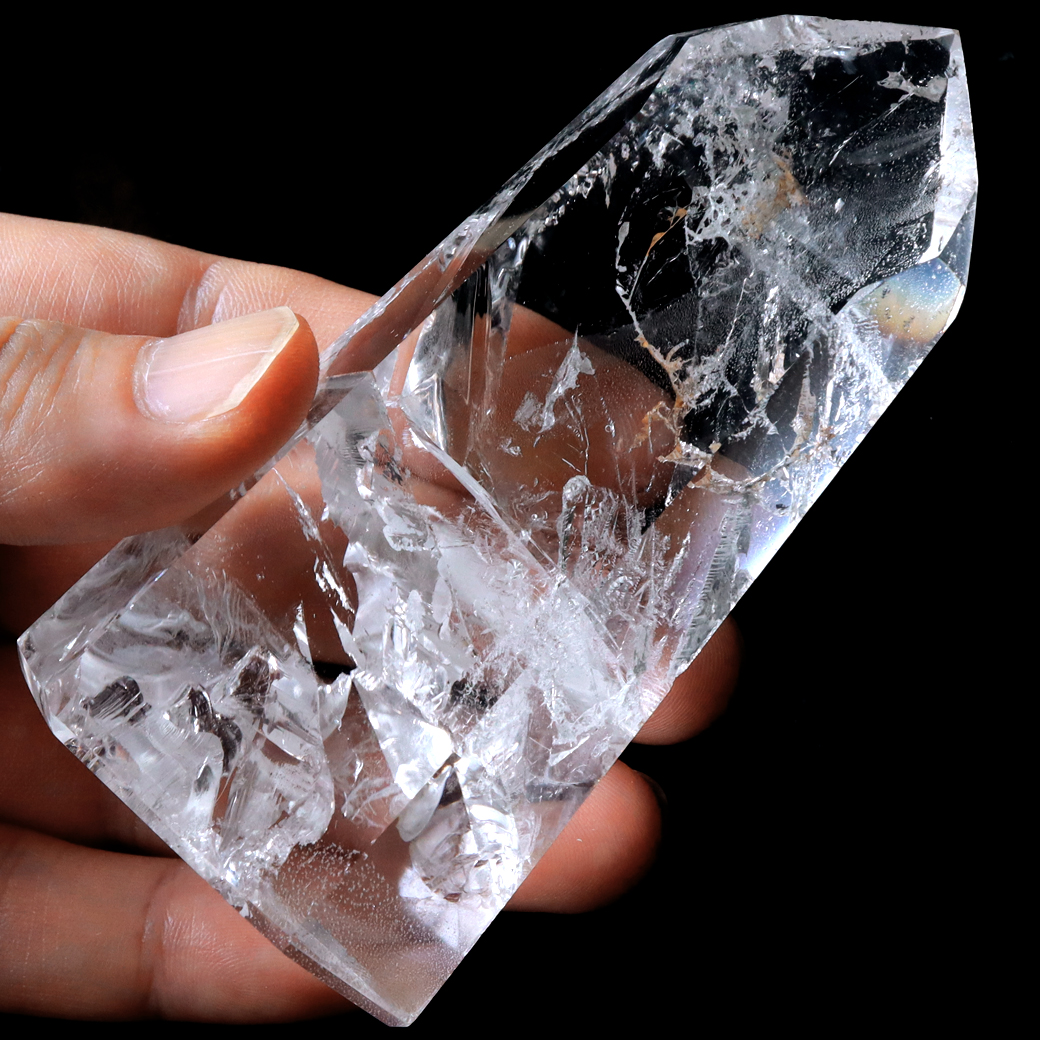 レムリアンシード 水晶 六角柱 ポイント 全面研磨 磨き 1点もの 虹入り レインボー 天然石 ブラジル バイーア州産 証明書付き