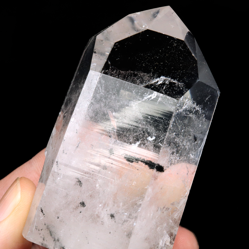 レムリアンシード 水晶 六角柱 ポイント 一部面残し 研磨磨き 187g 1点もの AAA 虹入り レインボー 天然石 証明書付き