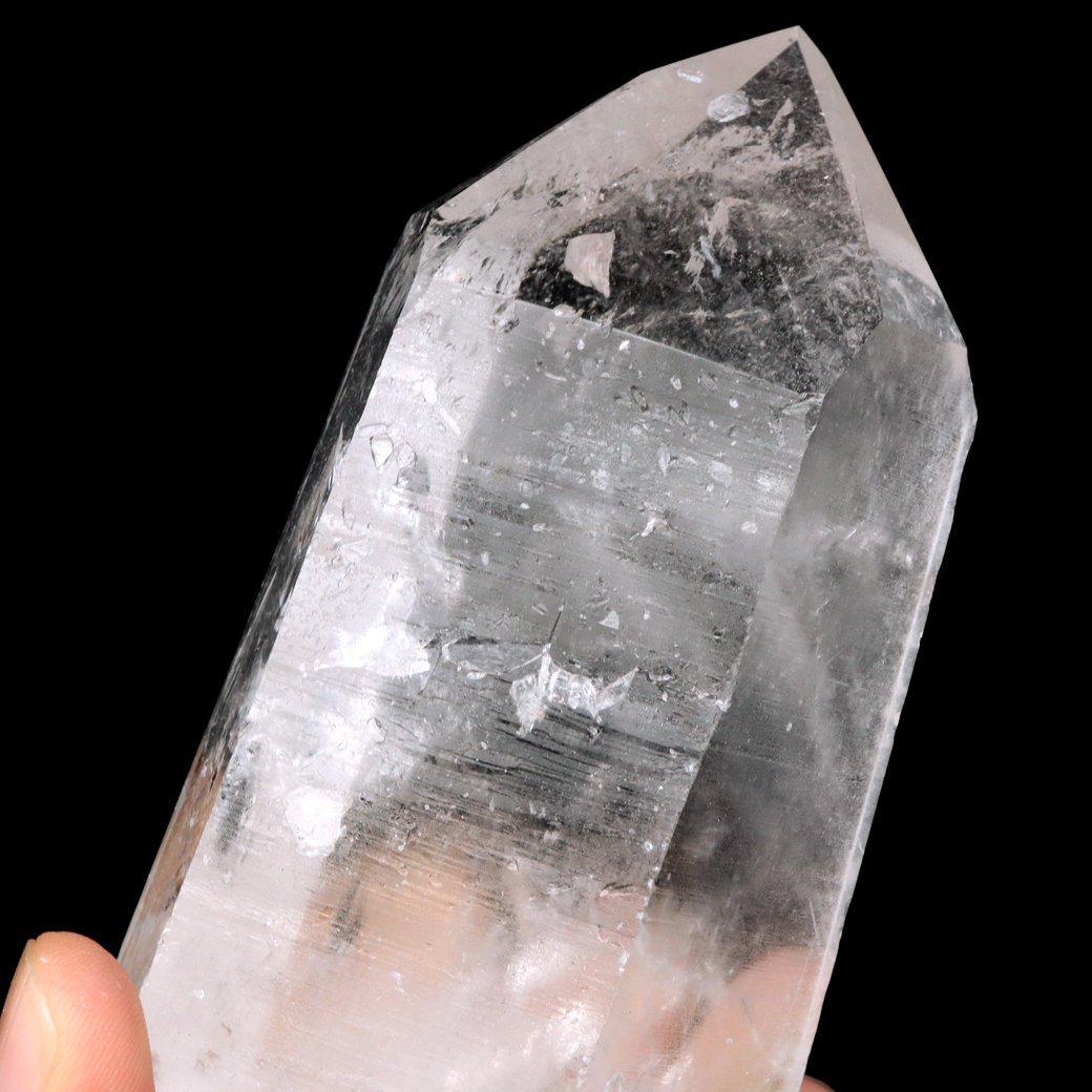 レムリアンシード 水晶 六角柱 ポイント 一部面残し 研磨磨き 187g 1点もの AAA 虹入り レインボー 天然石 証明書付き