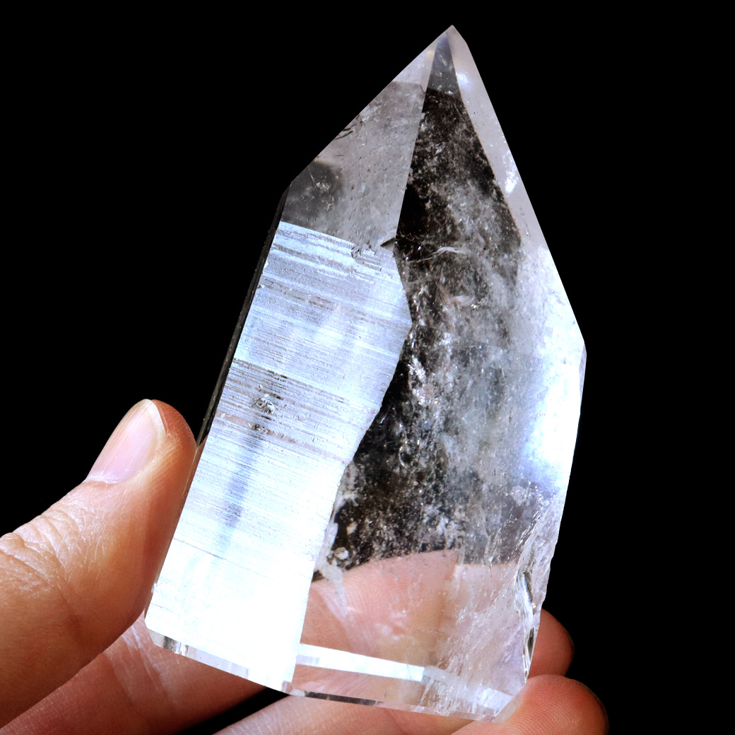 レムリアンシード 水晶 六角柱 ポイント 一部面残し 研磨磨き AAAAA 虹入り レインボー 天然石 ブラジル バイーア州産 証明書付き