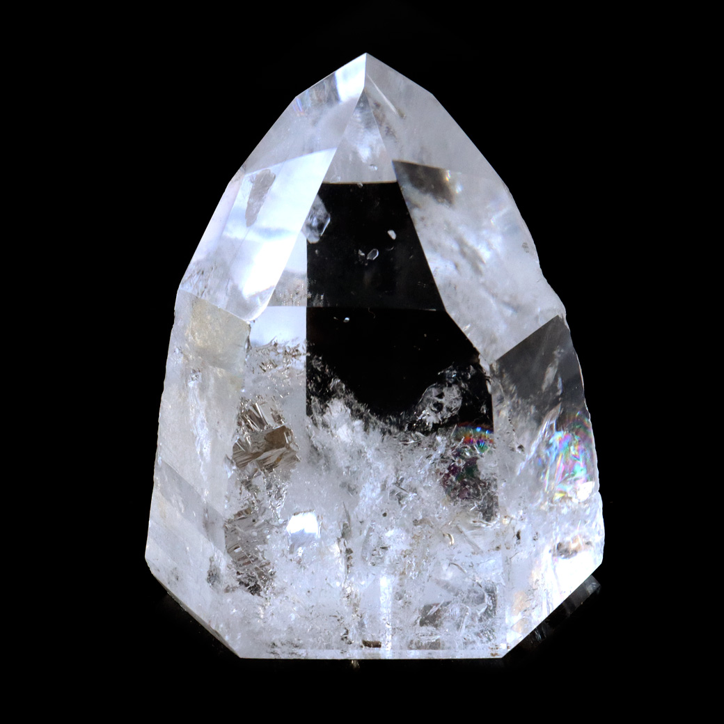 レムリアンシード 水晶 六角柱 ポイント 一部面残し 研磨磨き AAAAA 虹入り レインボー 天然石 ブラジル バイーア州産 証明書付き
