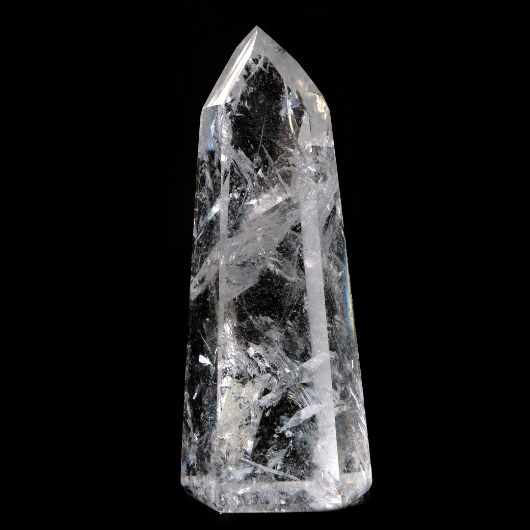 レムリアンシード 水晶 六角柱 ポイント 全面研磨 磨き 456g 1点もの AAAAA 虹入り  ブラジル バイーア州産 証明書付き