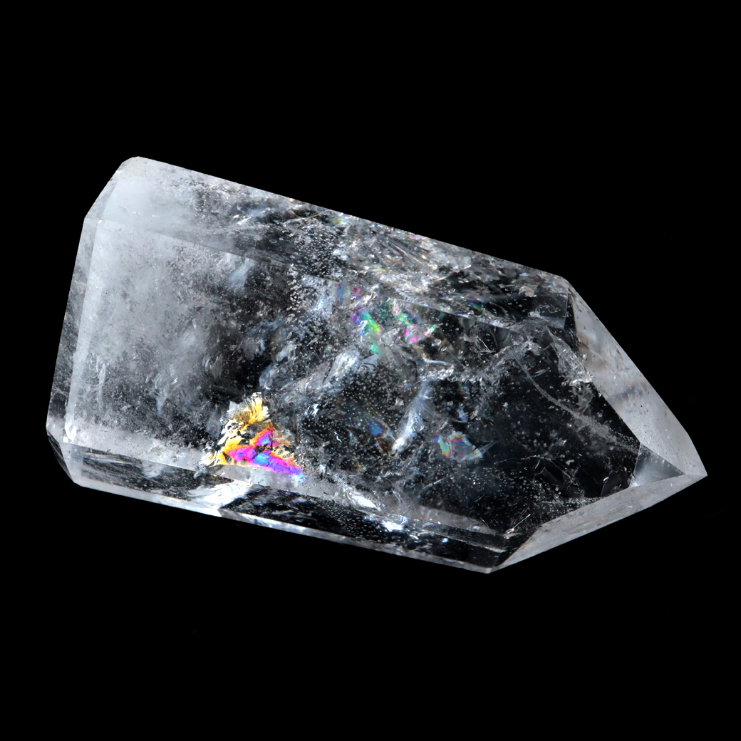 レムリアンシード 水晶 六角柱 ポイント 全面研磨 磨き 1点もの 虹入り レインボー 天然石 ブラジル バイーア州産 証明書付き
