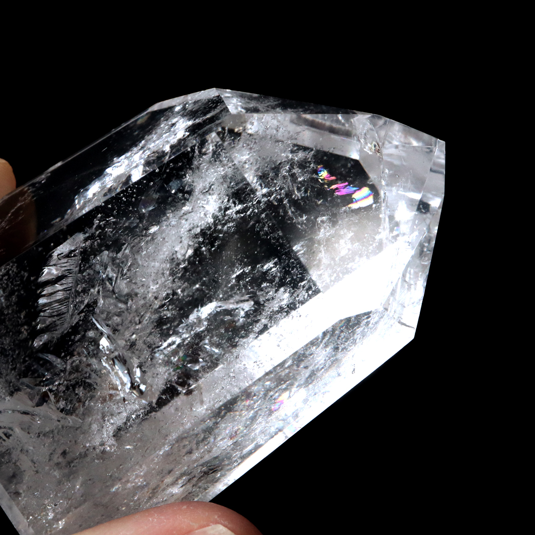 レムリアンシード 水晶 六角柱 ポイント 全面研磨 磨き 1点もの 虹入り レインボー 天然石 ブラジル バイーア州産 証明書付き