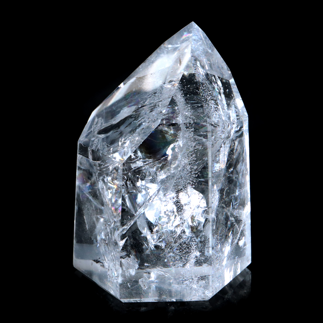 レムリアンシード 水晶 六角柱 ポイント 全面研磨 磨き 1点もの 虹入り レインボー 天然石 ブラジル バイーア州産 証明書付き