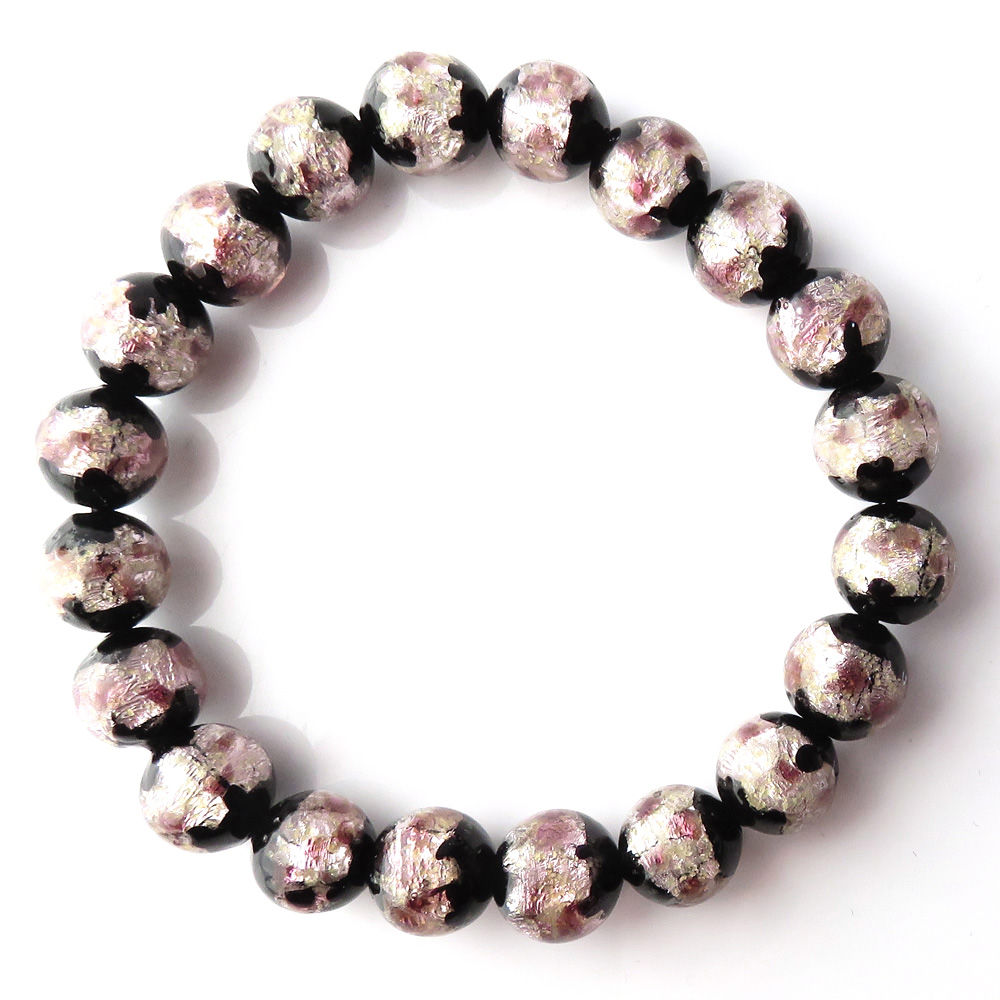 光る 夜光タイプ ホタルガラス ブレスレット 桜カラー ピンク とんぼ玉 沖縄で大人気のお土産アイテム