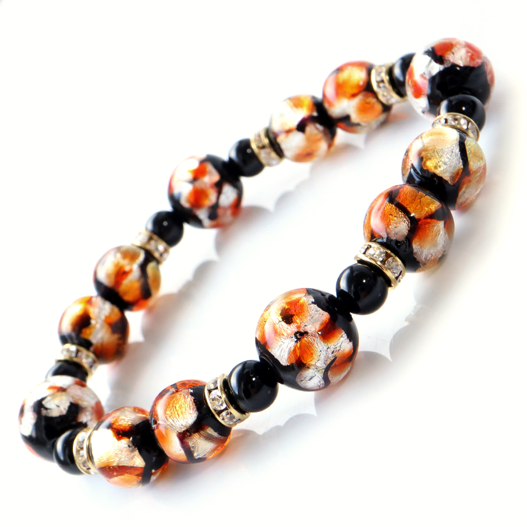 ホタルガラス オレンジ ブレスレット メンズ レディース 沖縄 人気 お土産 パワーストーン 送料無料 父の日
