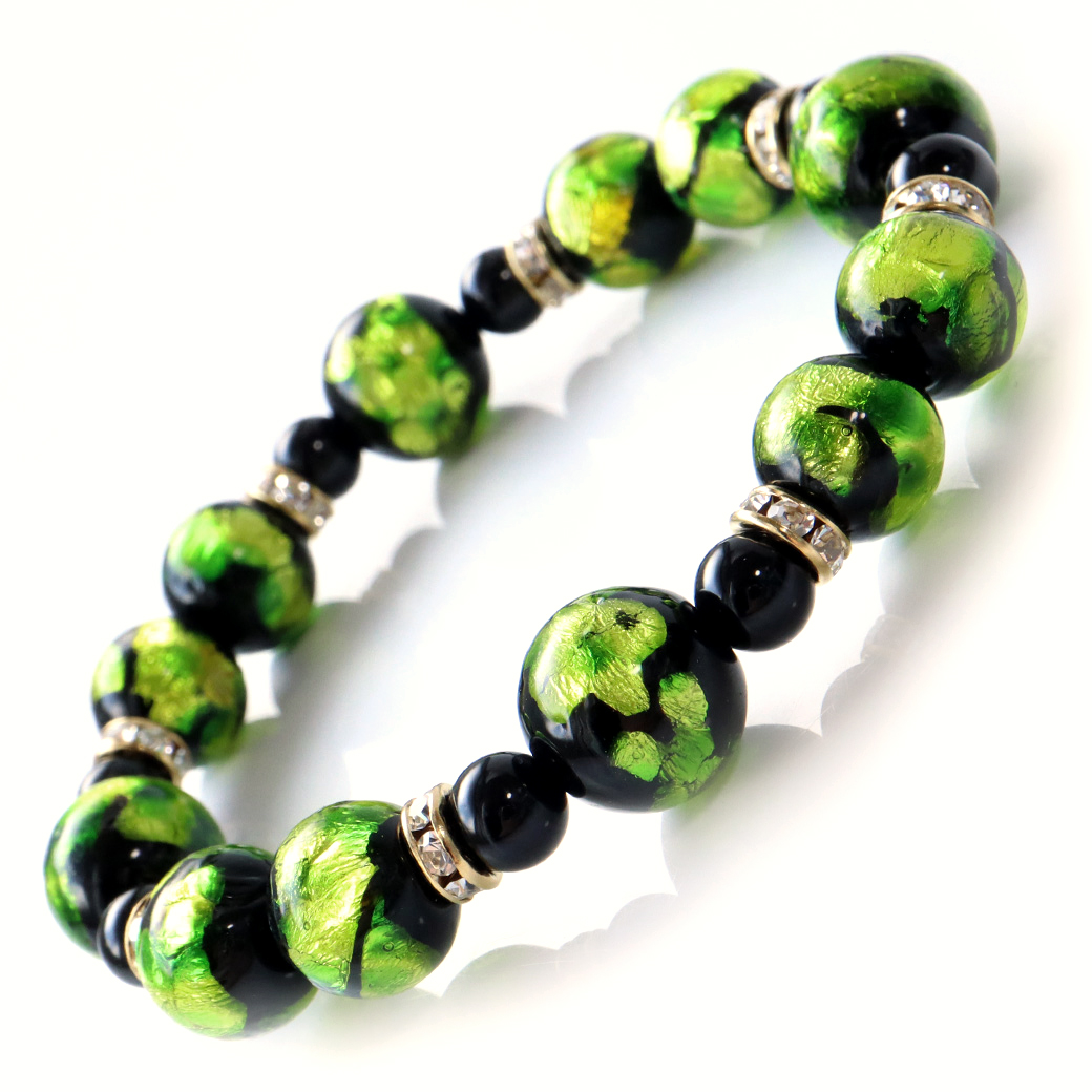 ホタルガラス グリーン ブレスレット メンズ レディース 沖縄 人気 お土産 パワーストーン 送料無料 父の日