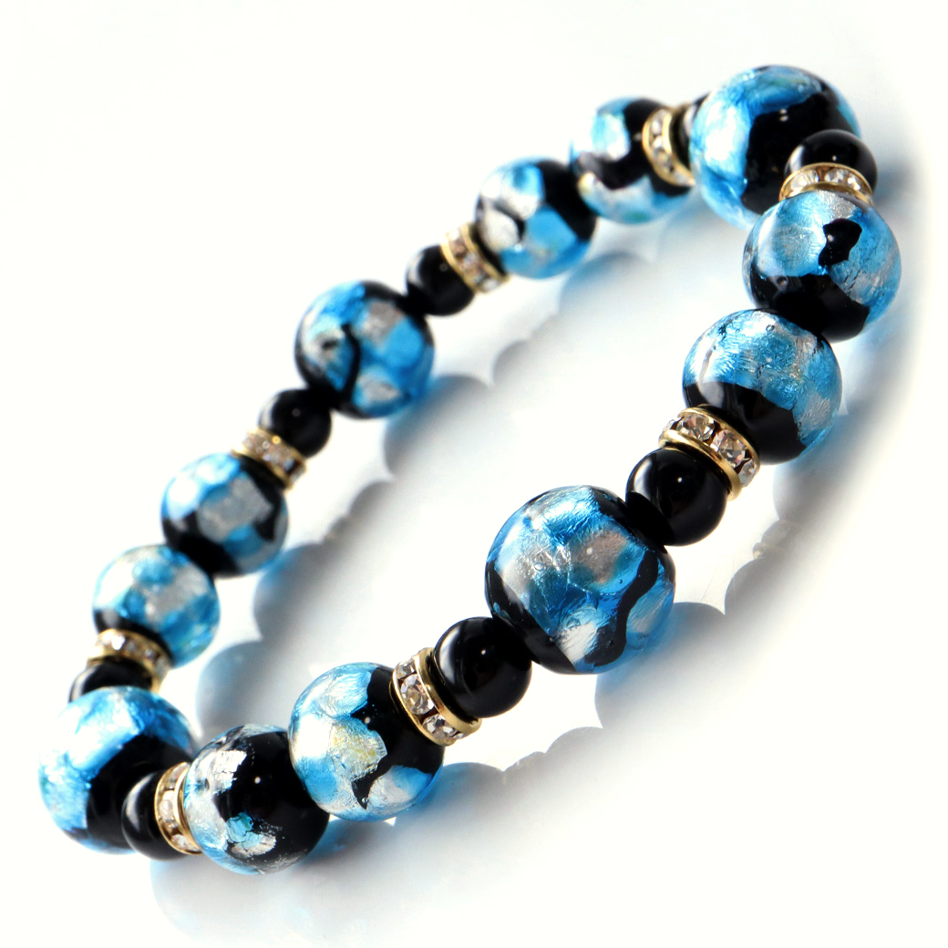 ホタルガラス ライトブルー ブレスレット メンズ レディース 沖縄 人気 お土産 パワーストーン 送料無料 父の日