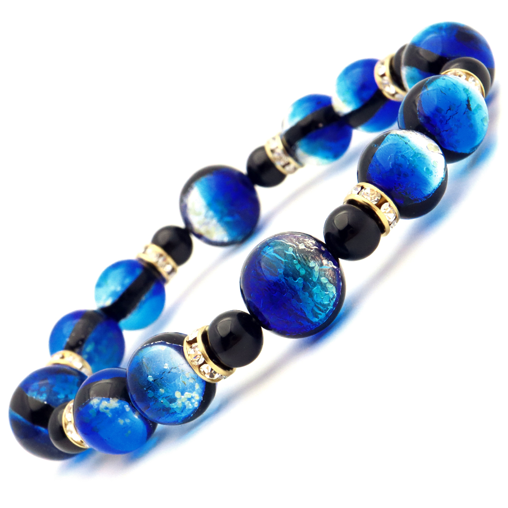 光る ホタルガラス ヨナグニブルー ブレスレット 沖縄 人気 お土産 パワーストーン