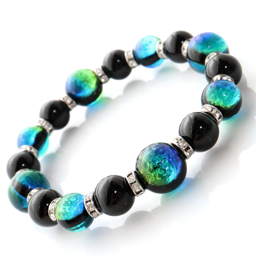 光る ホタルガラス ケラマブルー ブレスレット 沖縄 人気 お土産 パワーストーン