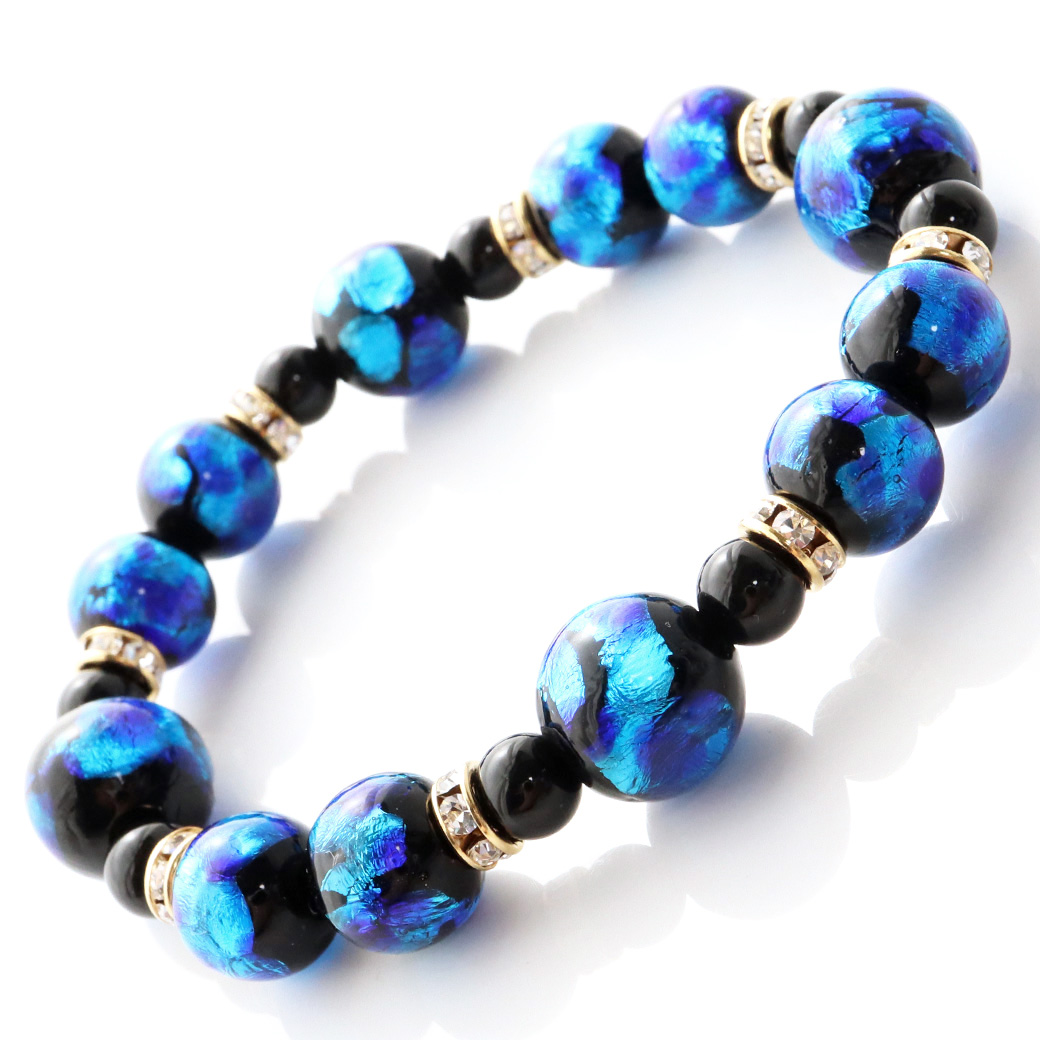 ホタルガラス ブルー ブレスレット 沖縄 琉球 人気 お土産 パワーストーン