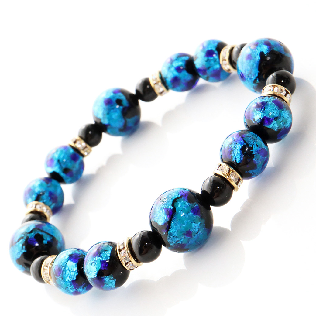 光る ホタルガラス ブルー ブレスレット 沖縄 人気 お土産 パワーストーン