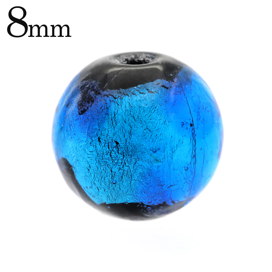 在庫限り ホタルガラス ビーズ 8mm 粒売り 1玉売り ネックレスやブレスの制作に ブルー 青 とんぼ玉 ほたる 蛍 トンボ玉 パーツ 沖縄