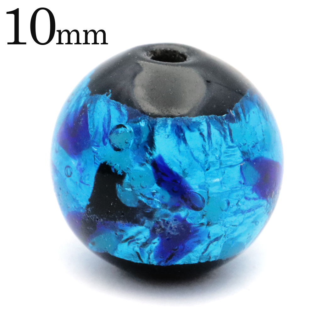 ホタルガラス 光る ブルー 青色 ビーズ 粒売り 1粒 10mm typeC 蓄光 夜光 とんぼ玉 ほたる 蛍 トンボ玉 アクセサリー パーツ