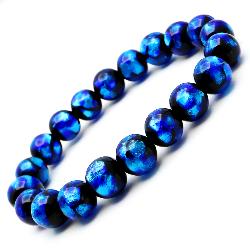 ホタルガラス ブレスレット メンズ レディース 10mm とんぼ玉 沖縄 お土産 typeA