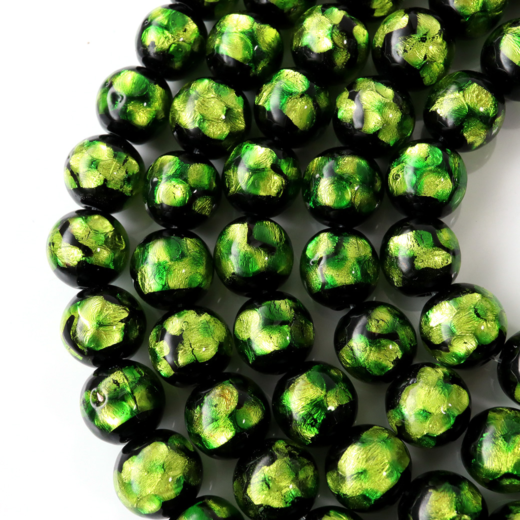 卸販売 ホタルガラス 一連 ビーズ 12mm 34粒 ライトグリーン 緑色 とんぼ玉 沖縄 大人気 お土産