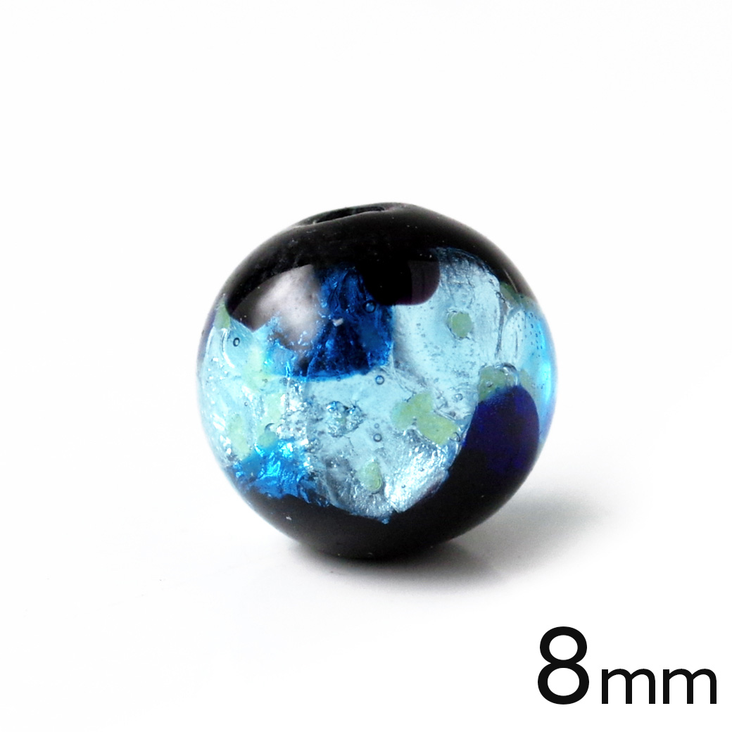 光る ホタルガラス ミントブルー 8mm 粒売り 1粒 とんぼ玉 沖縄 お土産 父の日